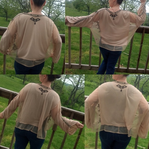 Free People Eden Embroidered Peasant Top Bohemian - Picture 6 of 8